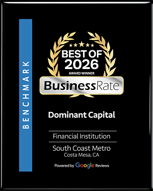 BusinessRate Best of 2026 award for Dominant Capital